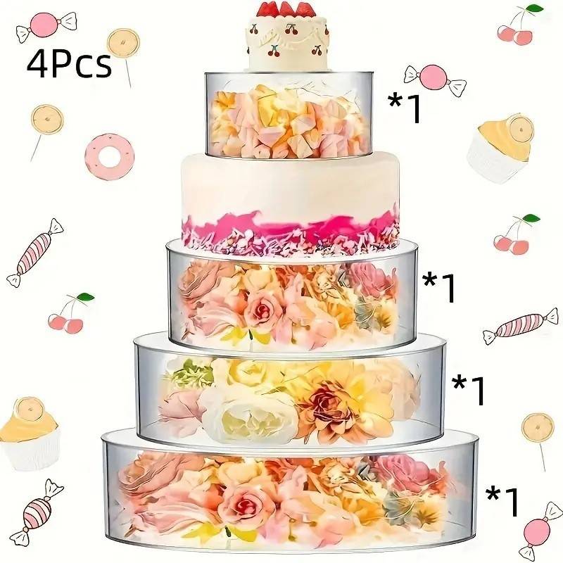 2件套透明圆形亚克力可蛋糕甜品填充生日派对架展示架婚礼摆放 - 图1