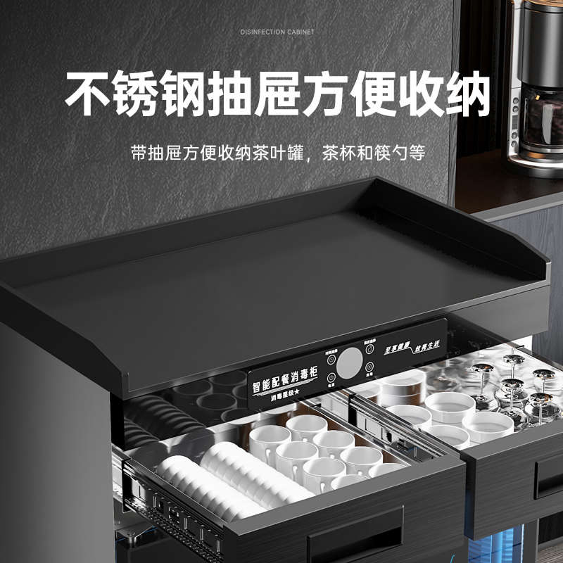 Tea disinfection cabinet commercial vertical hotel kitchen stainless steel marble countertop with tableware disinfection cupboard