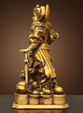 铜赵公明摆件武财神家用工艺正财神爷骑虎财神像家居供奉神像站纯