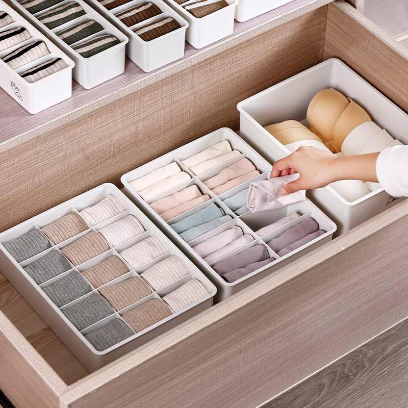 新品 衣物分格收纳盒三合一可叠加收纳盒多规格内衣整理储物盒 - 图2