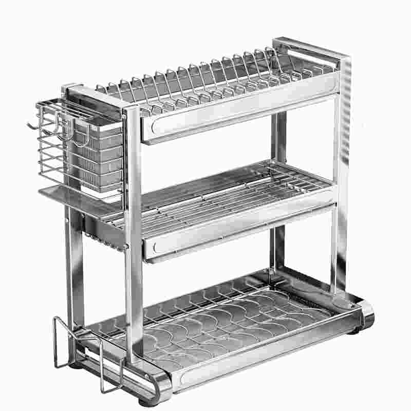 加厚不锈钢厨房碗架沥水收纳架多功能台面放筷盘碟置物篮碗柜2454 - 图3
