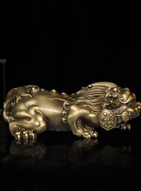 铜臻全铜貔貅手把件盘玩男士吊坠挂件随身把玩件文玩青铜皮丘摆件