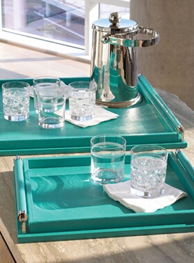 简约现代木质漆面托盘样板房卧室客厅茶几茶盘茶托酒店托盘样板间