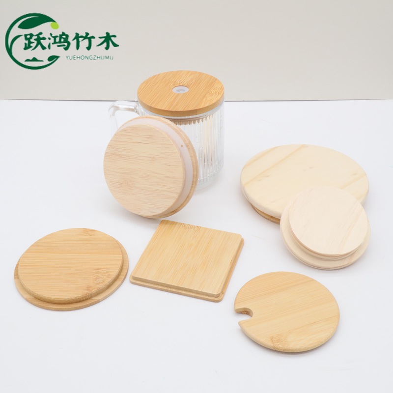 批发实木硅胶圈密封盖 竹木玻璃杯盖 木质香薰盖榉木底座logo - 图2