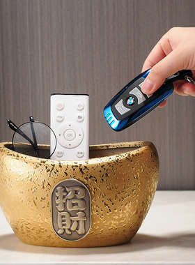 招财象金元宝陶瓷钥匙收纳摆件开业礼品办公室客厅玄关家居装饰品