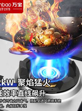 万宝不锈钢燃气灶爆炒大火力定时煤气灶台式嵌入式家用霸王猛火灶