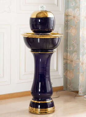 创意现代简约循环陶瓷流水器喷泉招财客厅办公室家居摆件开业礼品