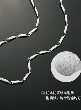 梵亚格 不锈钢项链 菱形锁骨链男简约时尚潮百搭ins风竹节链配饰
