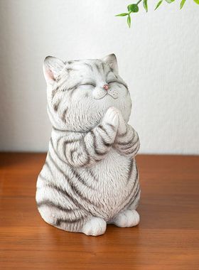 创意猫咪摆件客厅桌面卧室装饰品猫猫玩偶美短猫仿真小猫礼物