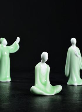 桌面人物小摆件装饰花宠禅意