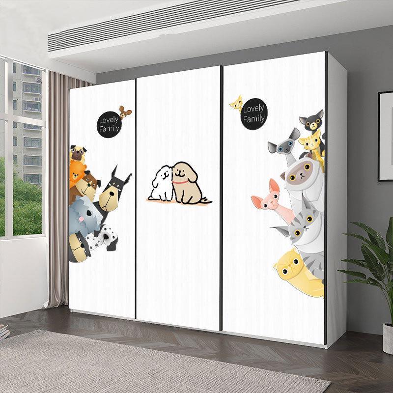 卫生间玻璃门贴纸防水可爱整张木纹衣柜入户改色推拉木门翻新贴画 - 图1