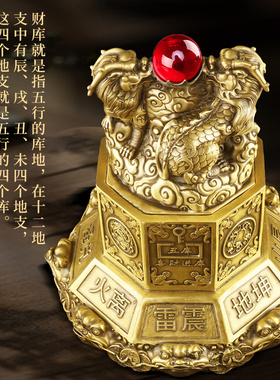 d貔貅摆件纯铜聚宝盆客厅装饰家用八方来财八卦财库办公室乔迁礼