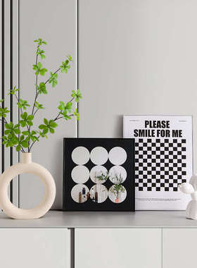 现代入户玄关鞋柜桌面装饰品客厅黑白简约电视柜装饰画摆件高级感