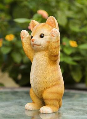 户外花园摆设庭院装饰小物件园艺桌面可爱动物树脂装饰品小猫摆件