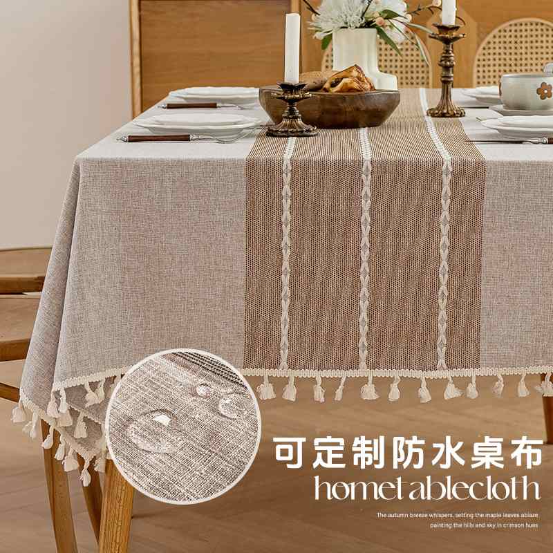 日式防泼溅餐桌布防高级垫感家用茶几保护桌面耐磨长方形滑桌布 - 图0