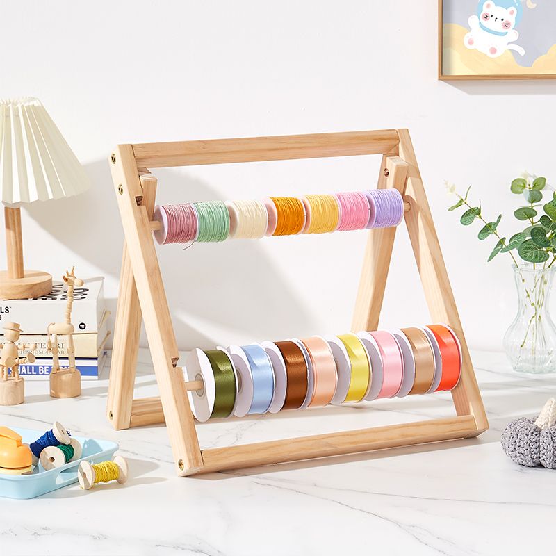 实木丝带架毛线收纳架丝带卷轴架家用DIY手工彩带架美工区展示架 - 图1