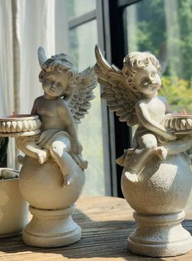 批发法式复古罗马柱小天使摆件风装饰古董客厅西洋工家居酒柜橱窗