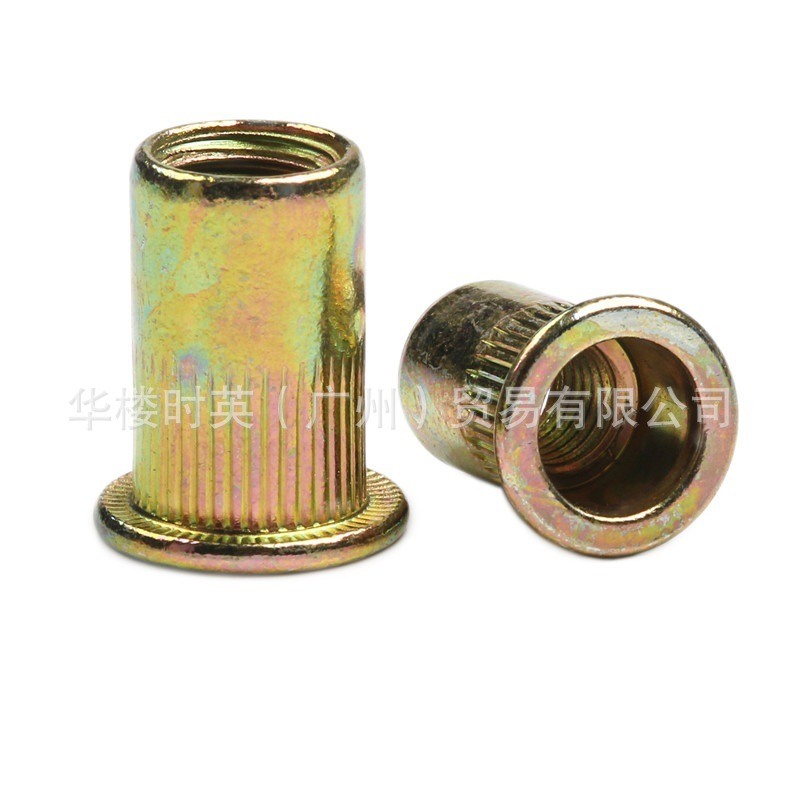 175PCS平头竖纹拉铆跨境镀盒装螺母M3-M10锌货源螺母滚铆彩螺母花 - 图3