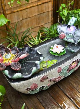 室外成品鱼池造景户外鱼缸流水摆件循环水庭院布置阳台水系景观