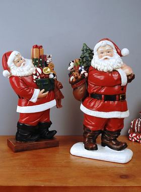 跨境圣诞节树脂摆件圣诞老人公仔烛台人火车串雪人灯礼物手工姜饼