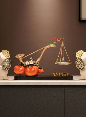 柿柿事事称心如意柿子摆件客厅玄关电视柜装饰品乔迁新居开业礼物