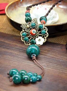 胸前吊坠原创民族风覆古饰品 陶瓷项炼 长版毛衣炼挂件森女系文艺