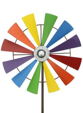 花园风车地插摆件装饰品 田园可爱彩色旋转大风车庭院园艺装饰品