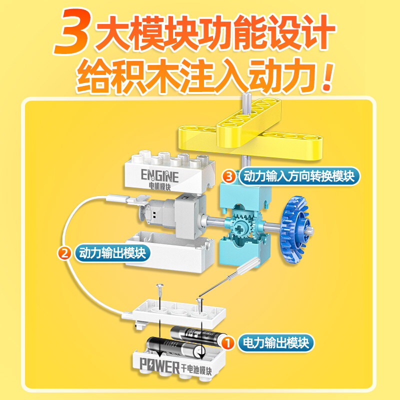 欢乐客电动齿轮积木儿童玩具4多变造型益智拼装3-6岁男女孩学教具-图2