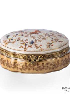 茱莉安艺术彩绘陶瓷小饰品碟法式精美桌面小糖果盆装饰工艺摆件