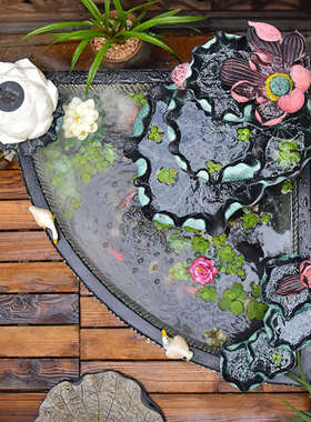 庭院布置户外成品鱼池流水摆件循环水小院造景室外鱼缸水系景观