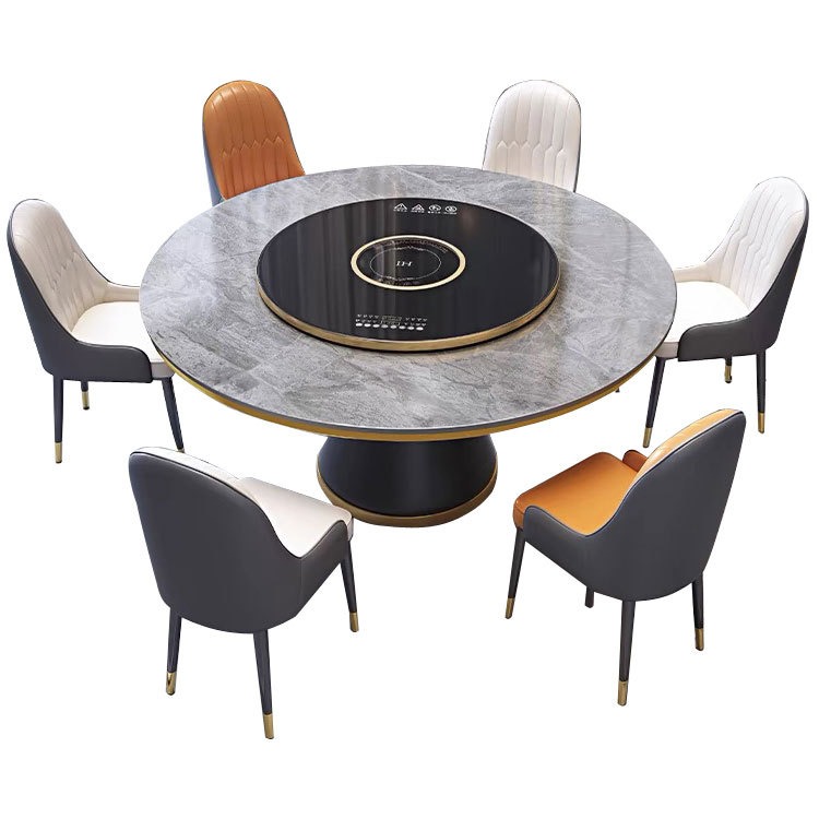 2024款岩板餐桌家用大理石圆桌转盘火锅电磁炉加热保温暖菜板饭桌,淘宝优惠券,粉丝福利购,淘宝优惠卷