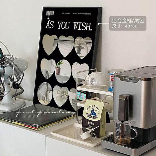 港画镜子装饰画卧室梳妆台简约艺术画轻奢高级感装饰客厅黑白画 - 图2