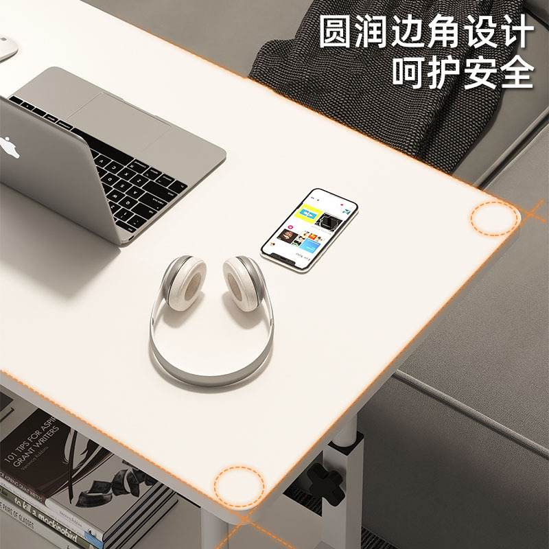 卧室床边桌可移动出租屋宿舍简易升降桌子懒人双层电脑桌家用升降 - 图0