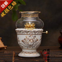 Hot pin Buddha Hall Supplies Changming lamp sketching oil lamp Buddhist light lotus dimming ghee lamp holder oil supply lamp Buddha lamp home