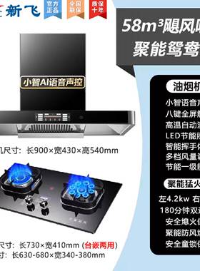 新飞家用油烟机燃气灶套装煤气抽油烟机天然气液化气顶吸烟机安装