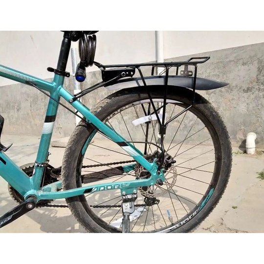 Mountainbike-Heckträger 24/26/27,5/700C Fahrrad-Hinterradträger Scheibenbremsaufhänger aus massivem Stahl kann Menschen tragen