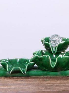 陶瓷鱼缸自动循环流水养鱼盆增氧过滤器室内喷泉瀑布装饰造景摆件