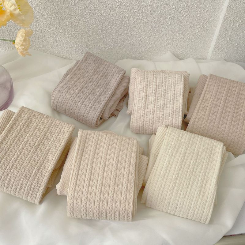 秋冬600D燕麦色棉质8字麻花连裤袜竖条压力显瘦美腿打底裤袜女 - 图2