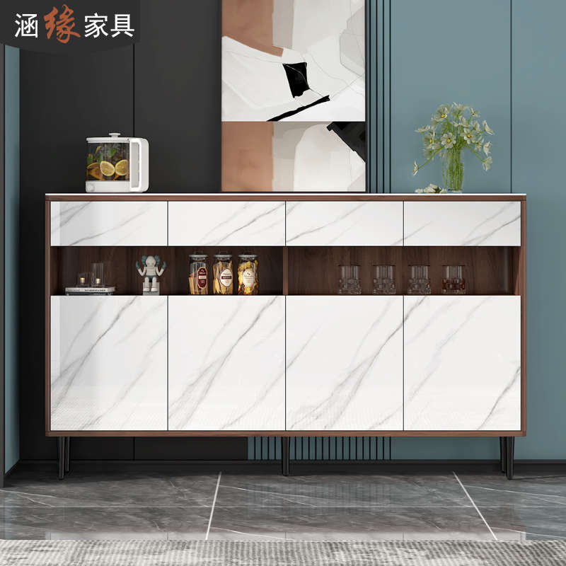 轻奢岩板超薄餐边柜窄型25cm现代简约茶水柜碗柜厨房收纳柜7G182 - 图0