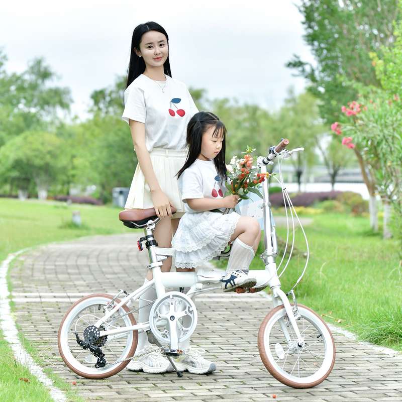 超轻母子车折叠自行车亲子载带儿童座椅遛娃带可小孩轻便娃兜风 - 图3