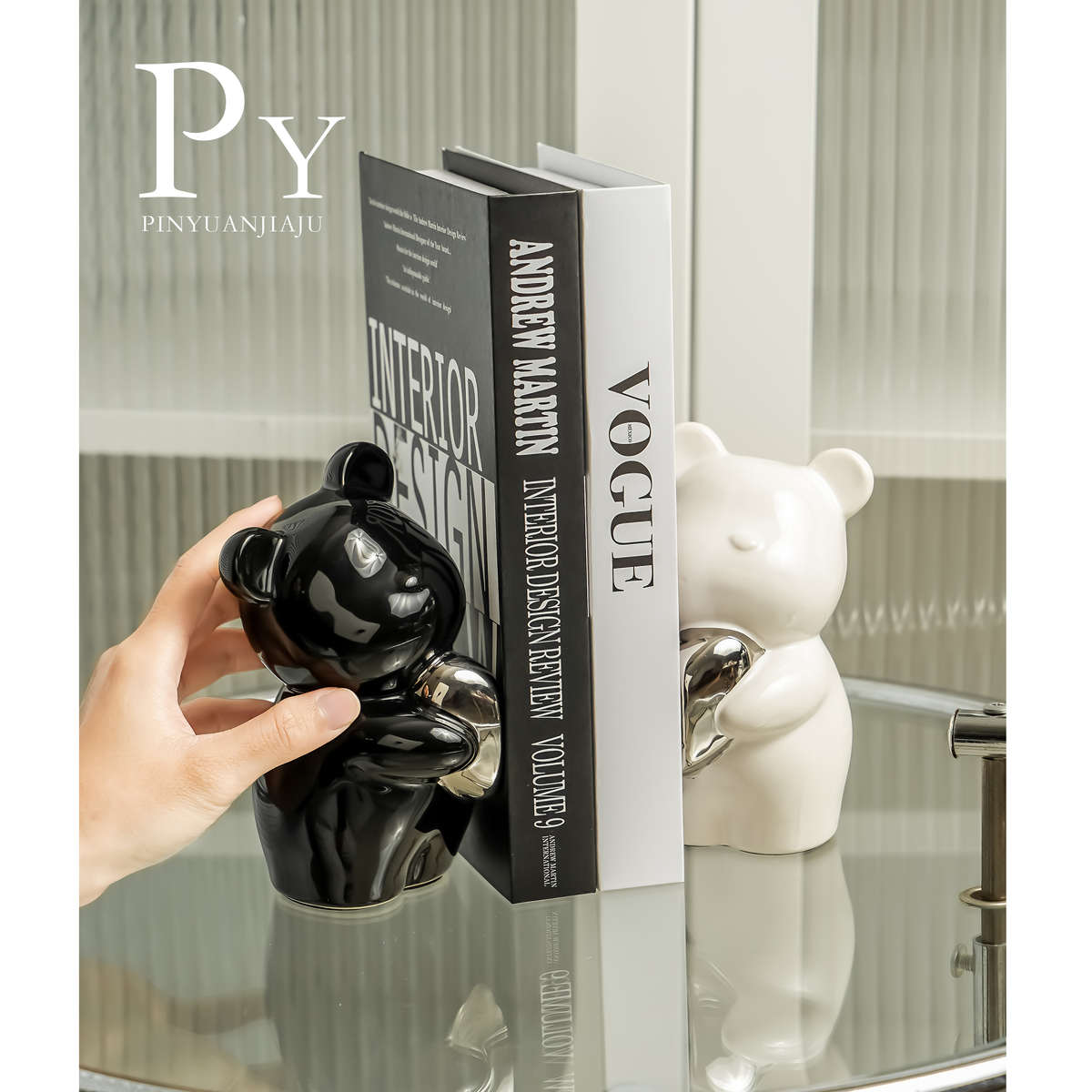 暴力熊书立书档摆件现代轻奢酒柜摆件客厅电视柜儿童房书房装饰 - 图0