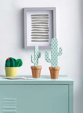 桌面摆件家居饰品北欧实木仙人掌创意软装搭配儿童房样板间装饰品