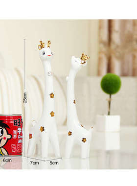 现代简约情侣梅花鹿创意家居客厅电视柜工艺品陶瓷摆件可爱装饰品