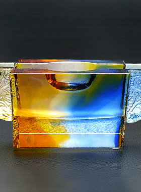 总经理董事长办公室摆件名片盒座夹商务男定制高档琉璃招财水晶