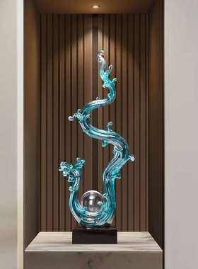 风生水起玄关装饰摆件高级感小众客厅入户酒店大堂艺术品雕塑摆设