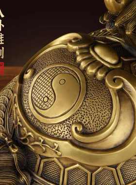 新疆包邮铜龙龟摆件黄铜八卦龙龟霸下铜制龙头龟金钱龟招客厅办公