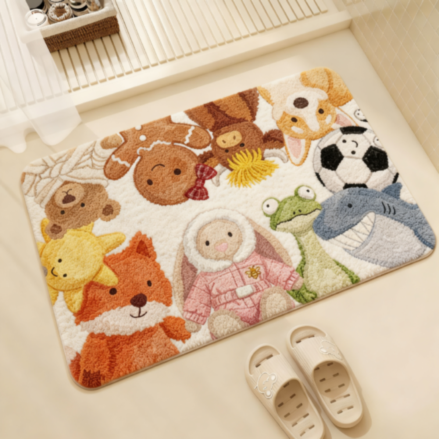 Bathroom absorbent floor mat 2026 new cartoon thickened bathroom door non-slip foot mat bathroom quick-drying carpet