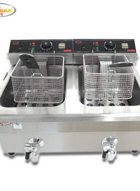 杰冠DF-10L-2台式双缸双筛电炸炉商用油炸机炸薯条油条鸡排机设备
