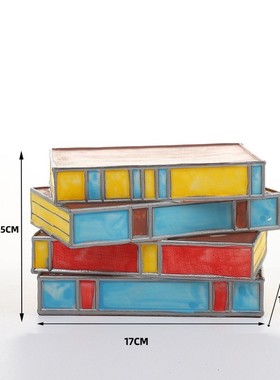 跨境新款彩色书本台灯创意欧式书房灯树脂卧室书叠床头工艺品书桌