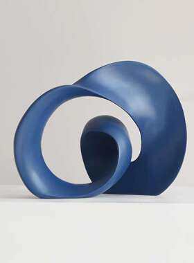 现代简约几何波浪形树脂摆件客厅茶几电视柜样板房玄关家居装饰品